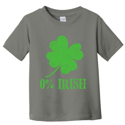 Funny St Patricks Day Zero Percent Irish Distressed Shamrock Clover Toddler T-Shirt