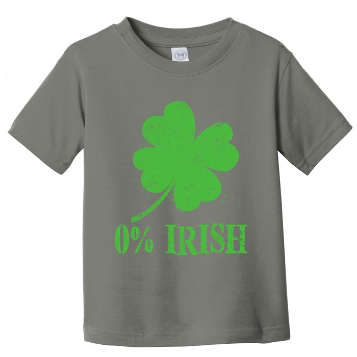Funny St Patricks Day Zero Percent Irish Distressed Shamrock Clover Toddler T-Shirt