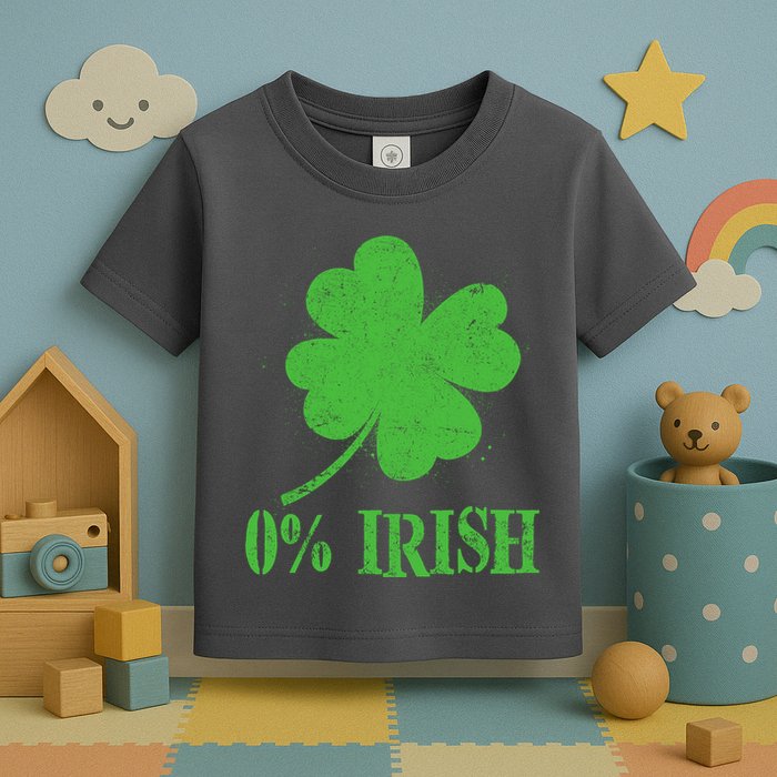 Funny St Patricks Day Zero Percent Irish Distressed Shamrock Clover Toddler T-Shirt