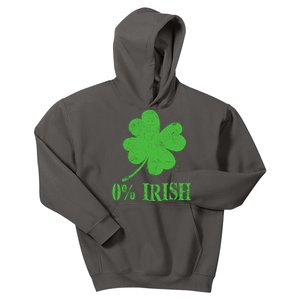 Funny St Patricks Day Zero Percent Irish Distressed Shamrock Clover Kids Hoodie