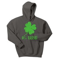 Funny St Patricks Day Zero Percent Irish Distressed Shamrock Clover Kids Hoodie