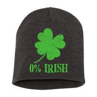 Funny St Patricks Day Zero Percent Irish Distressed Shamrock Clover Short Acrylic Beanie