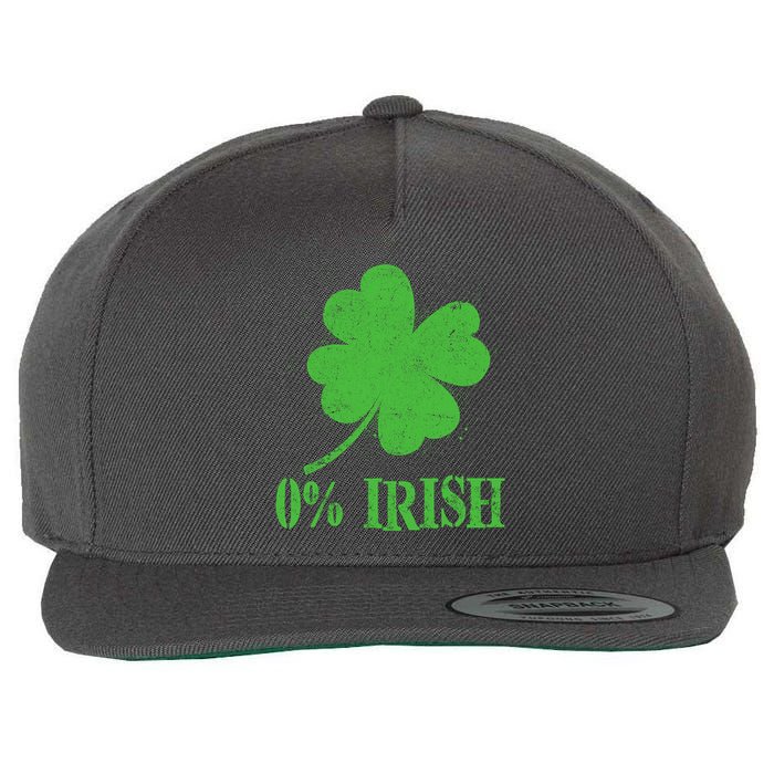 Funny St Patricks Day Zero Percent Irish Distressed Shamrock Clover Wool Snapback Cap