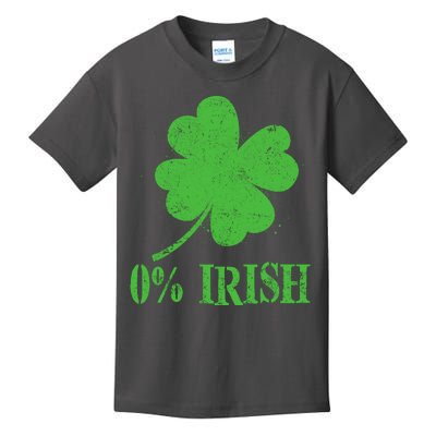 Funny St Patricks Day Zero Percent Irish Distressed Shamrock Clover Kids T-Shirt