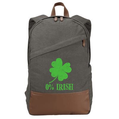 Funny St Patricks Day Zero Percent Irish Distressed Shamrock Clover Cotton Canvas Backpack