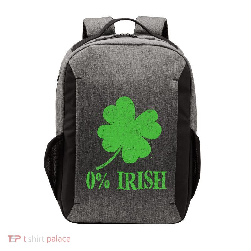 Funny St Patricks Day Zero Percent Irish Distressed Shamrock Clover Vector Backpack