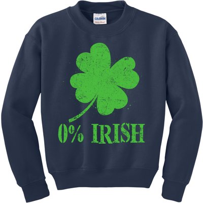 Funny St Patricks Day Zero Percent Irish Distressed Shamrock Clover Kids Sweatshirt