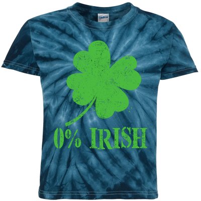 Funny St Patricks Day Zero Percent Irish Distressed Shamrock Clover Kids Tie-Dye T-Shirt