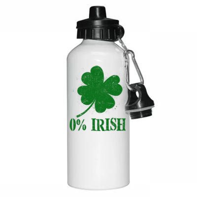 Funny St Patricks Day Zero Percent Irish Distressed Shamrock Clover Aluminum Water Bottle 