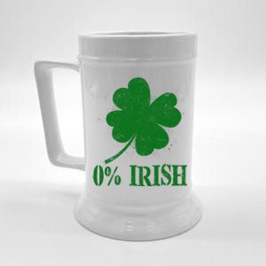 Funny St Patricks Day Zero Percent Irish Distressed Shamrock Clover Beer Stein