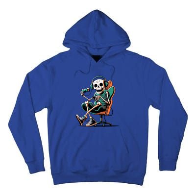 Funny Skeleton Playing Video Games Gaming Gamer Halloween Gift Tall Hoodie