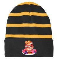 Fluffy Sea Pancakes Striped Beanie with Solid Band