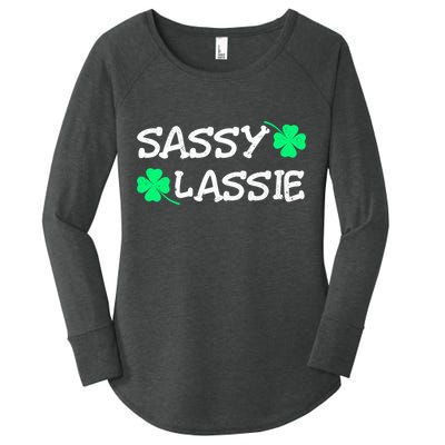 Funny St Pattys Day Girls St Patricks Day Women Sassy Lassie Gift Women's Perfect Tri Tunic Long Sleeve Shirt