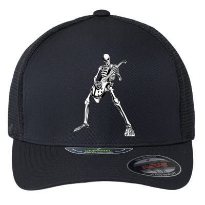 Funny Skeleton Playing Guitar Electric Acoustic Classical Flexfit Unipanel Trucker Cap