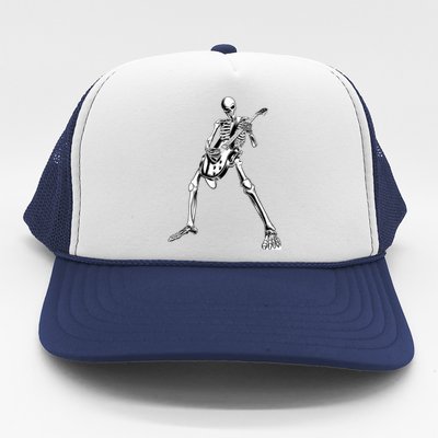 Funny Skeleton Playing Guitar Electric Acoustic Classical Trucker Hat