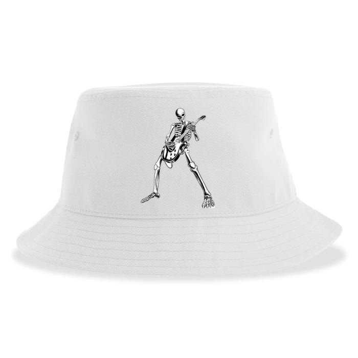 Funny Skeleton Playing Guitar Electric Acoustic Classical Sustainable Bucket Hat