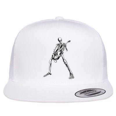 Funny Skeleton Playing Guitar Electric Acoustic Classical Flat Bill Trucker Hat