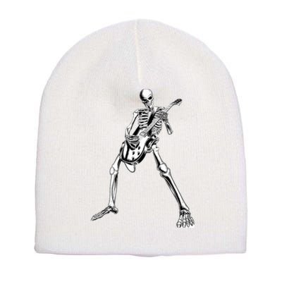 Funny Skeleton Playing Guitar Electric Acoustic Classical Short Acrylic Beanie