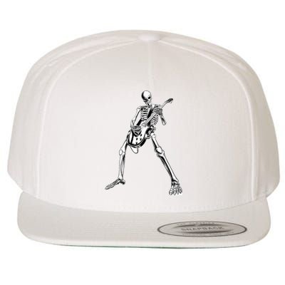 Funny Skeleton Playing Guitar Electric Acoustic Classical Wool Snapback Cap