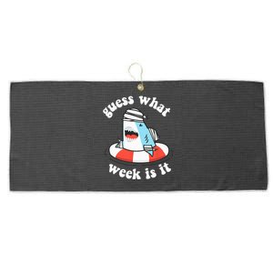 Funny Shark Party Beach Guess What Week Is It Lover Shark Large Microfiber Waffle Golf Towel