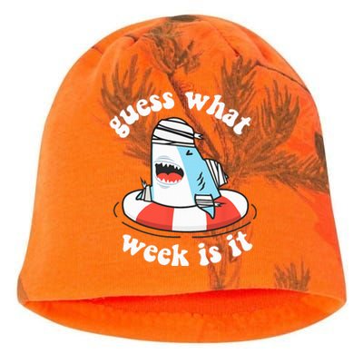 Funny Shark Party Beach Guess What Week Is It Lover Shark Kati - Camo Knit Beanie