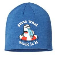 Funny Shark Party Beach Guess What Week Is It Lover Shark Sustainable Beanie