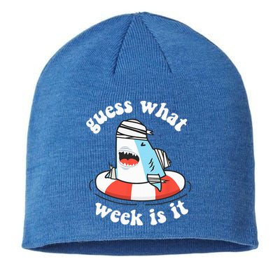 Funny Shark Party Beach Guess What Week Is It Lover Shark Sustainable Beanie