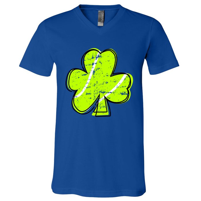 Funny Saint Patricks Day Shamrock Vintage Graphic Tennis Great Gift V-Neck T-Shirt