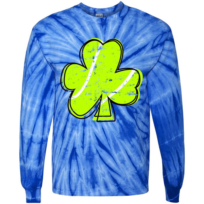 Funny Saint Patricks Day Shamrock Vintage Graphic Tennis Great Gift Tie-Dye Long Sleeve Shirt