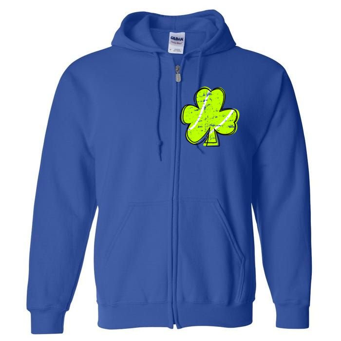 Funny Saint Patricks Day Shamrock Vintage Graphic Tennis Great Gift Full Zip Hoodie