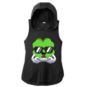 Funny St Patricks Day Shamrock Gaming Gamer Ladies PosiCharge Tri-Blend Wicking Draft Hoodie Tank