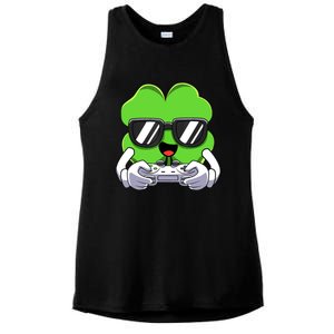 Funny St Patricks Day Shamrock Gaming Gamer Ladies PosiCharge Tri-Blend Wicking Tank