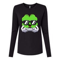 Funny St Patricks Day Shamrock Gaming Gamer Womens Cotton Relaxed Long Sleeve T-Shirt