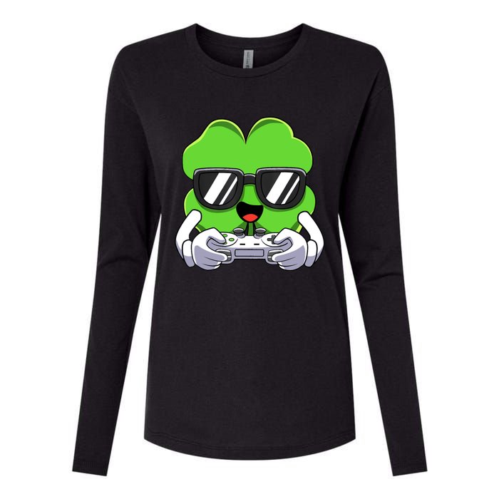 Funny St Patricks Day Shamrock Gaming Gamer Womens Cotton Relaxed Long Sleeve T-Shirt