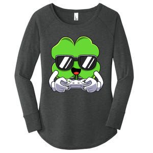 Funny St Patricks Day Shamrock Gaming Gamer Women's Perfect Tri Tunic Long Sleeve Shirt