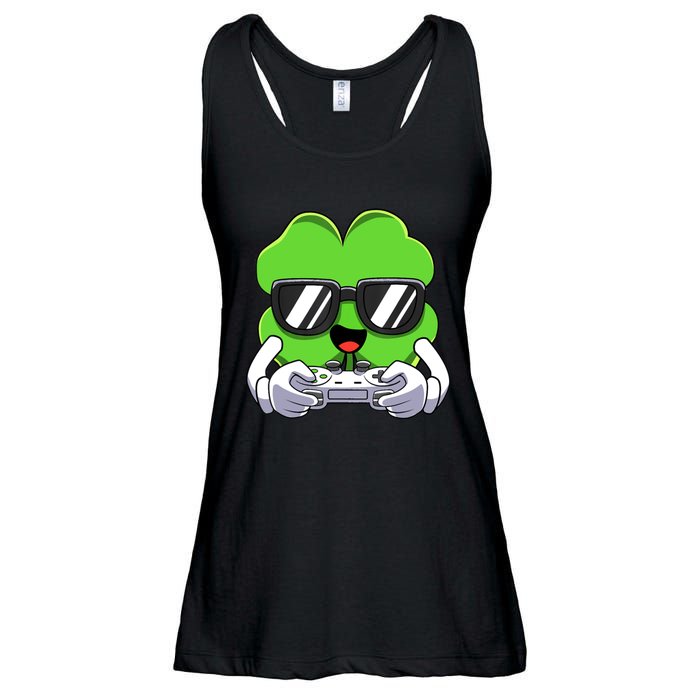 Funny St Patricks Day Shamrock Gaming Gamer Ladies Essential Flowy Tank