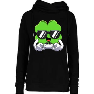 Funny St Patricks Day Shamrock Gaming Gamer Womens Funnel Neck Pullover Hood