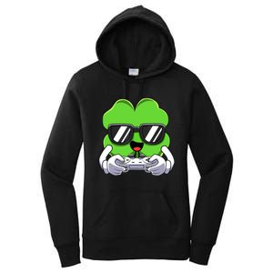 Funny St Patricks Day Shamrock Gaming Gamer Women's Pullover Hoodie