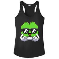 Funny St Patricks Day Shamrock Gaming Gamer Ladies PosiCharge Competitor Racerback Tank