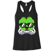 Funny St Patricks Day Shamrock Gaming Gamer Women's Racerback Tank