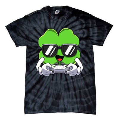 Funny St Patricks Day Shamrock Gaming Gamer Tie-Dye T-Shirt