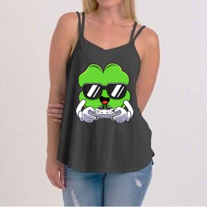 Funny St Patricks Day Shamrock Gaming Gamer Women's Strappy Tank