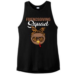 Friendsgiving Squad Party Turkey Tiger Glasses And Hair Bow Cool Gift Ladies PosiCharge Tri-Blend Wicking Tank