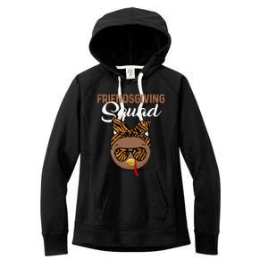 Friendsgiving Squad Party Turkey Tiger Glasses And Hair Bow Cool Gift Women's Fleece Hoodie