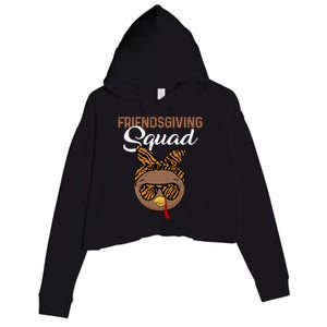 Friendsgiving Squad Party Turkey Tiger Glasses And Hair Bow Cool Gift Crop Fleece Hoodie