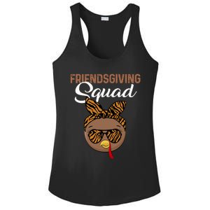 Friendsgiving Squad Party Turkey Tiger Glasses And Hair Bow Cool Gift Ladies PosiCharge Competitor Racerback Tank