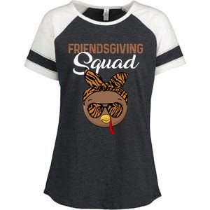 Friendsgiving Squad Party Turkey Tiger Glasses And Hair Bow Cool Gift Enza Ladies Jersey Colorblock Tee