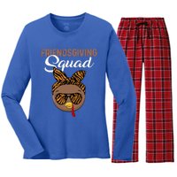 Friendsgiving Squad Party Turkey Tiger Glasses And Hair Bow Cool Gift Women's Long Sleeve Flannel Pajama Set 