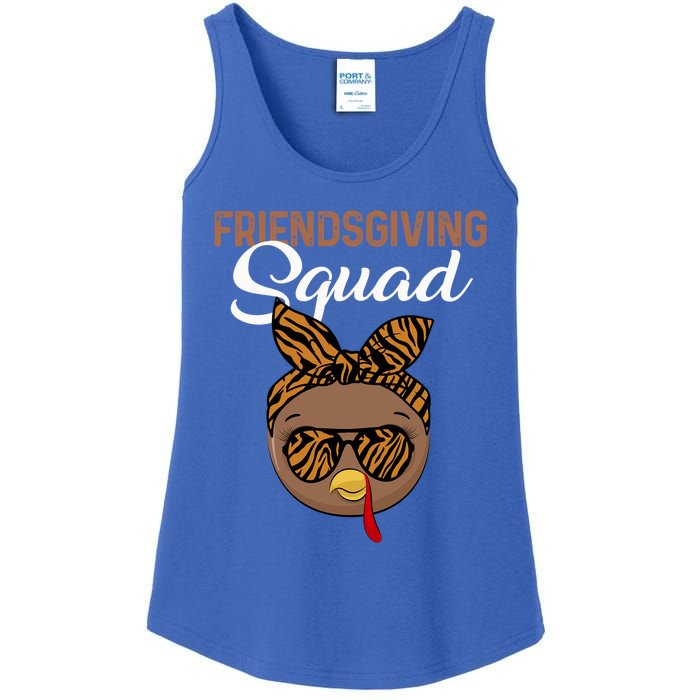 Friendsgiving Squad Party Turkey Tiger Glasses And Hair Bow Cool Gift Ladies Essential Tank