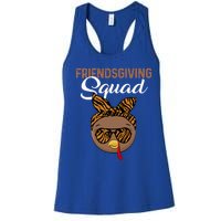 Friendsgiving Squad Party Turkey Tiger Glasses And Hair Bow Cool Gift Women's Racerback Tank